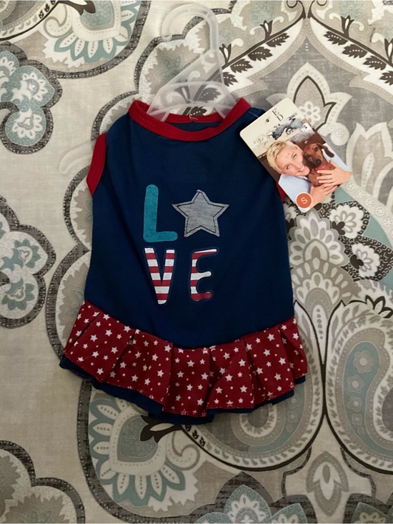 Other - Patriotic "LOVE" Navy & Red Ruffle Dog Dress